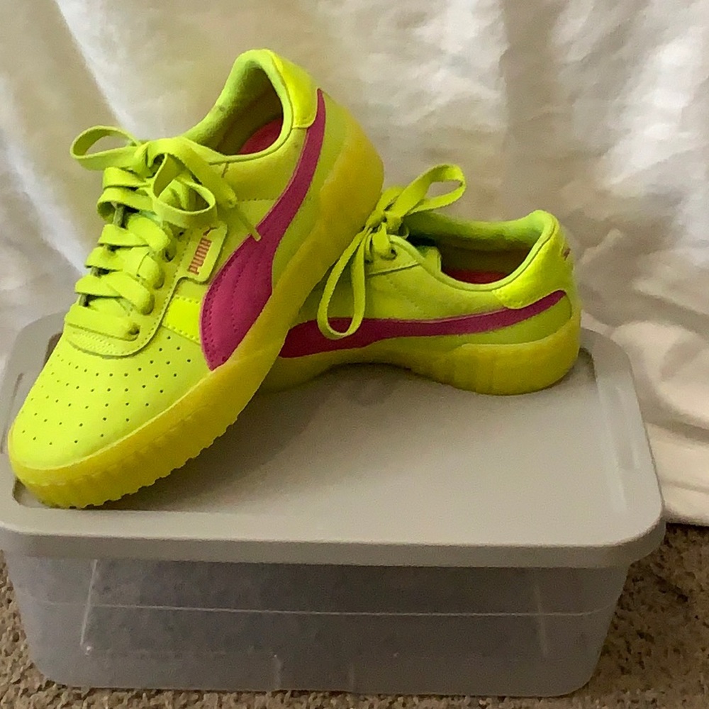 Lime green and hot pink puma